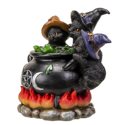 Wiccan Kittens on Triple Moon Cauldron Figurine SALE