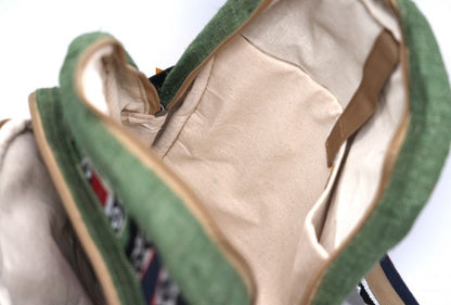 Himalayan Hemp Fabric with Embroidered Mushroom Large Backpack  - Assorted Colors