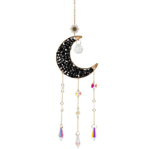 Black Obsidian Crescent Moon Suncatcher