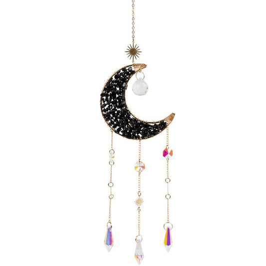 Black Obsidian Crescent Moon Suncatcher