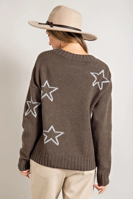Star Pattern Sweater in Olive SALE