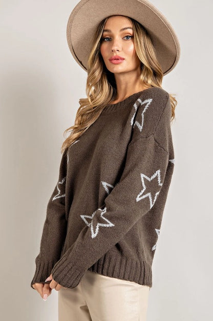 Star Pattern Sweater in Olive
