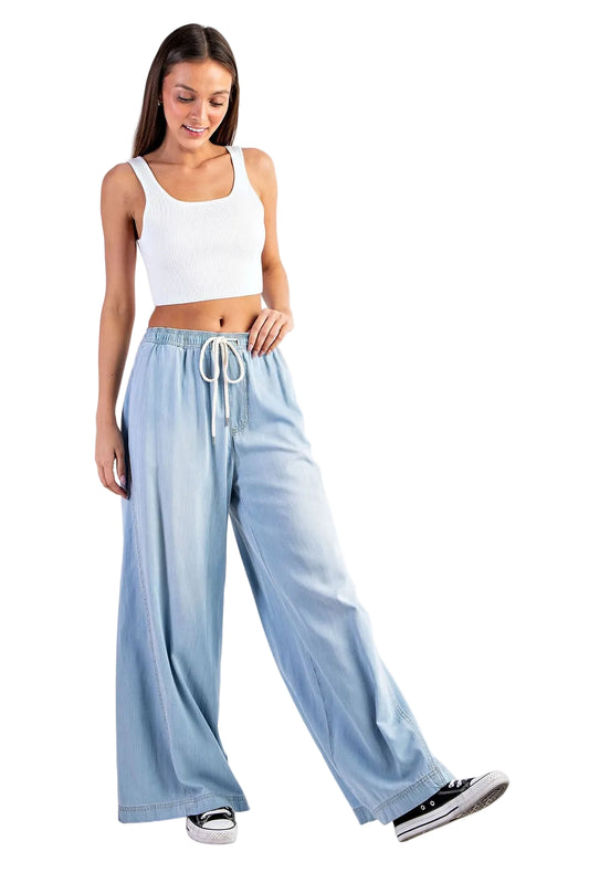 Light Wash Wide Leg Denim Pants