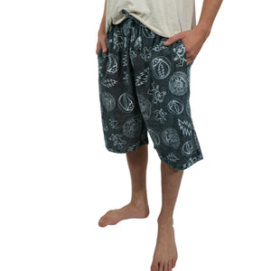 Grateful Dead All Over Print Stone-Washed Shorts in Blue