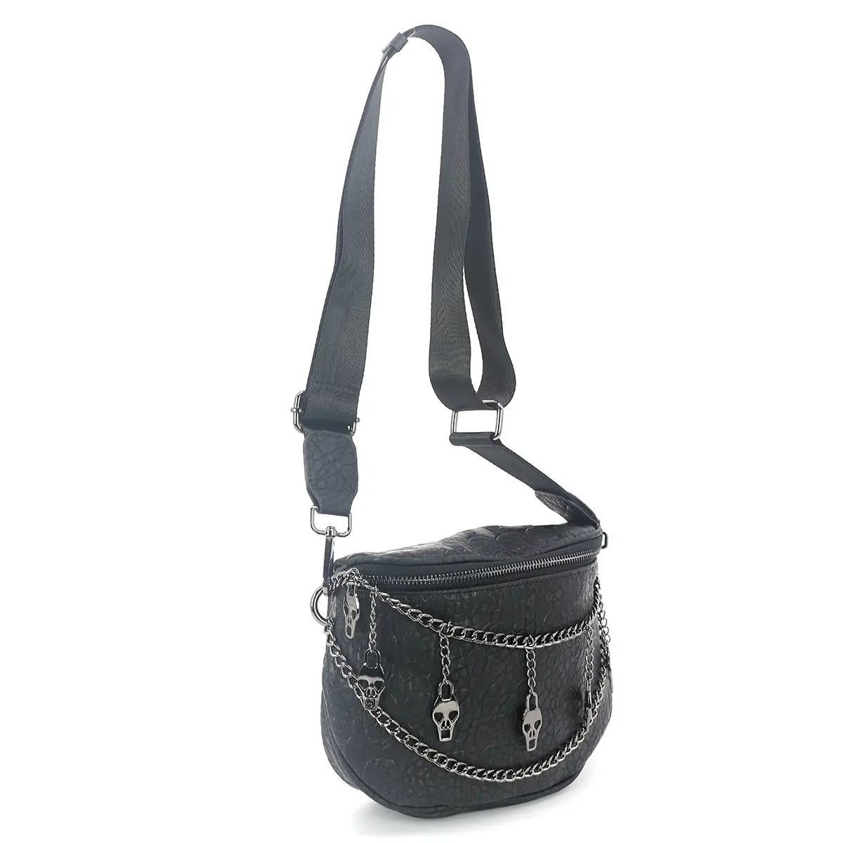 Embossed Skull Chain Shoulder Bag