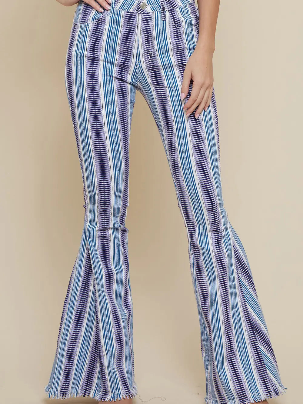 Western Aztec Print Bell Bottom Pants