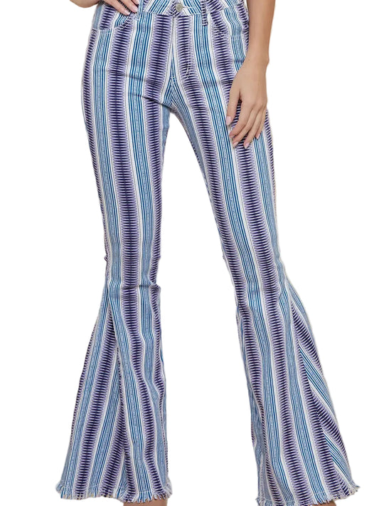 Western Aztec Print Bell Bottom Pants