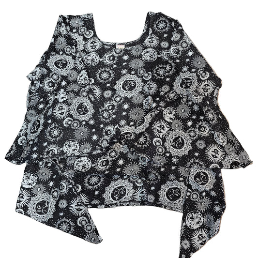 Sun and Moon Celestial Print Fairy Cut Blouse