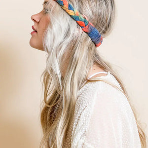 Tie Dye Braided Headband - Orange