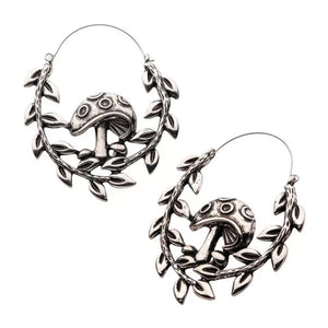 Mushroom with Fern Edge Plug Hoops - 20g SALE