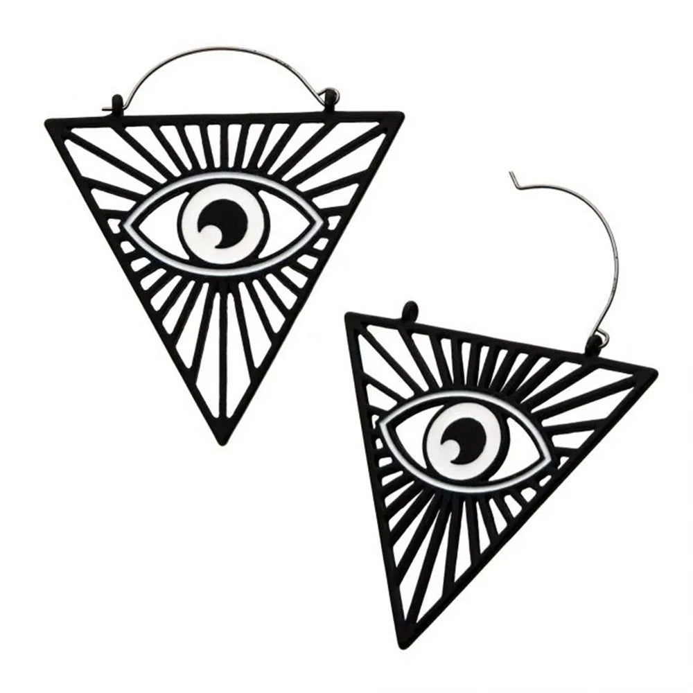 Matte Black All Seeing Eye Plug Hoops - 20g