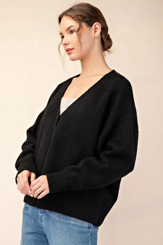 Oversized Button Down Cardigan in Black SALE