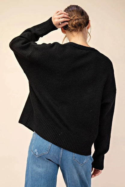 Oversized Button Down Cardigan in Black SALE