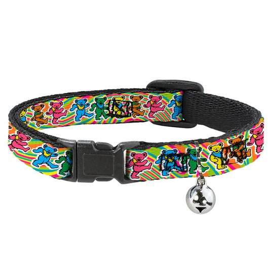 Grateful Dead Dancing Bears with Swirls Breakaway Cat Collar with Bell