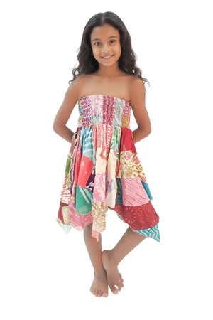 Kids Patchwork Tube Top Handkerchief Dress