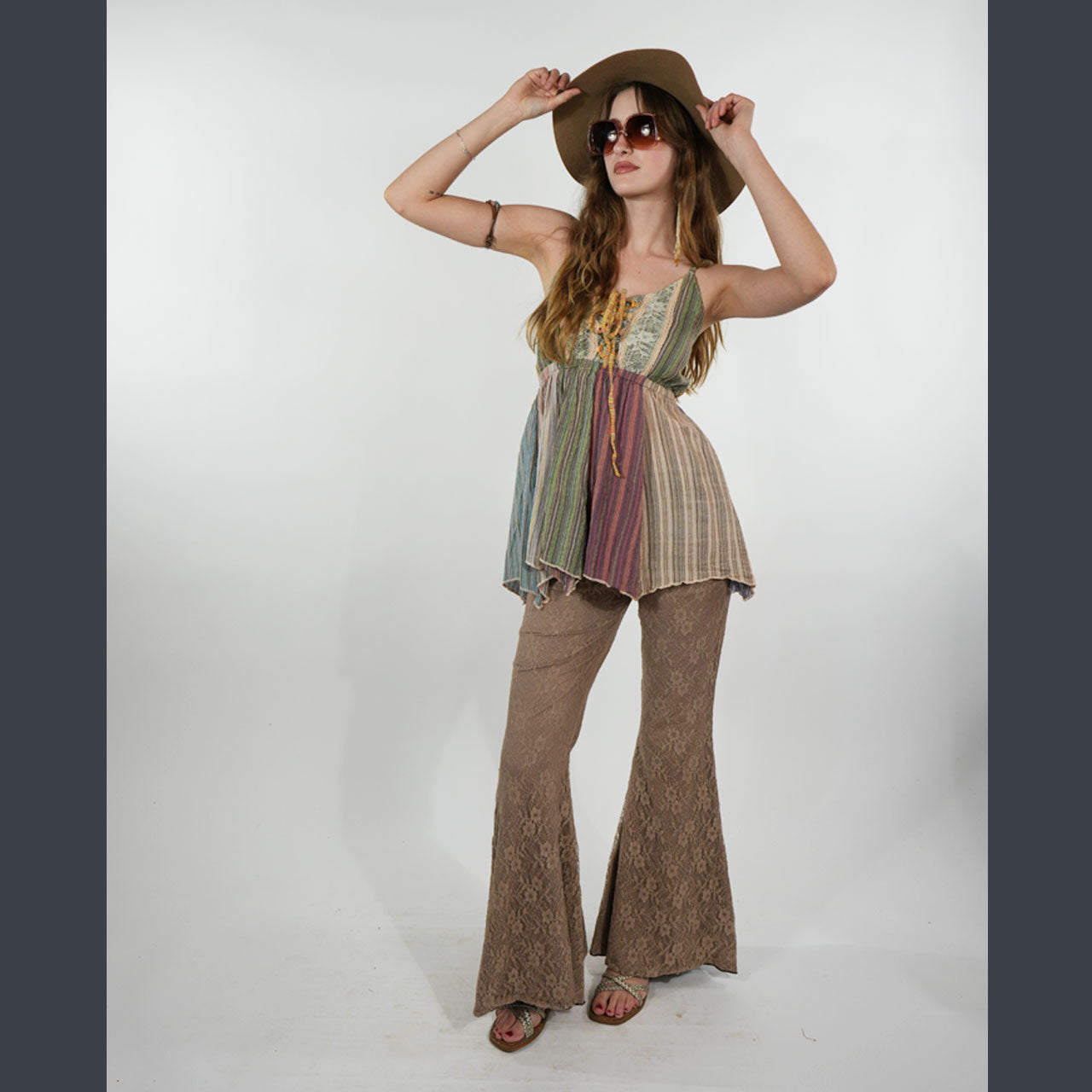 Hey Jude Patchwork Fairy Top in Tan