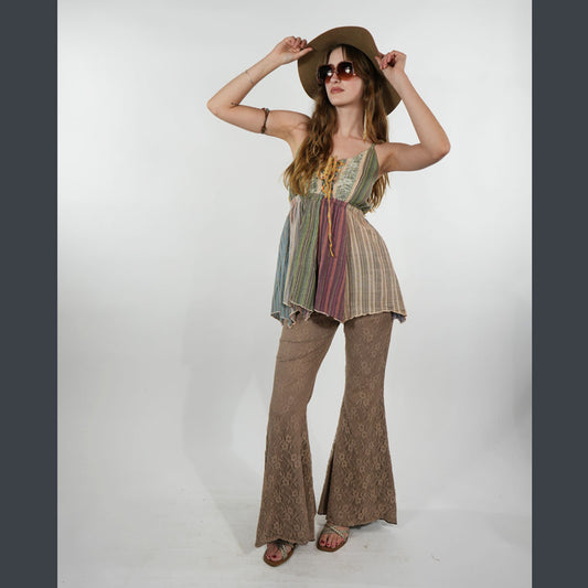 Hey Jude Patchwork Fairy Top in Tan
