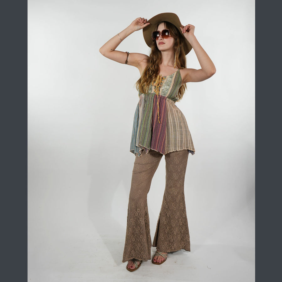 Hey Jude Patchwork Fairy Top in Tan