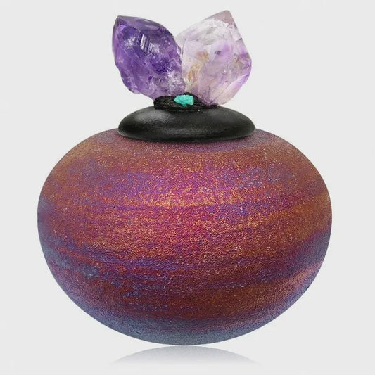 Raku Crystal Dream Jar with Amethyst SALE