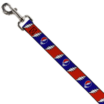 Grateful Dead Steal Your Face Lightning Bolt Pattern Dog Leash - 1" Wide