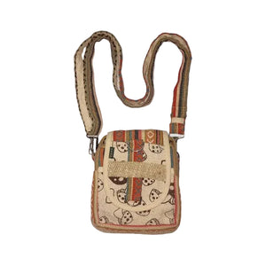 Mushroom Print Hemp and Cotton Messenger Bag