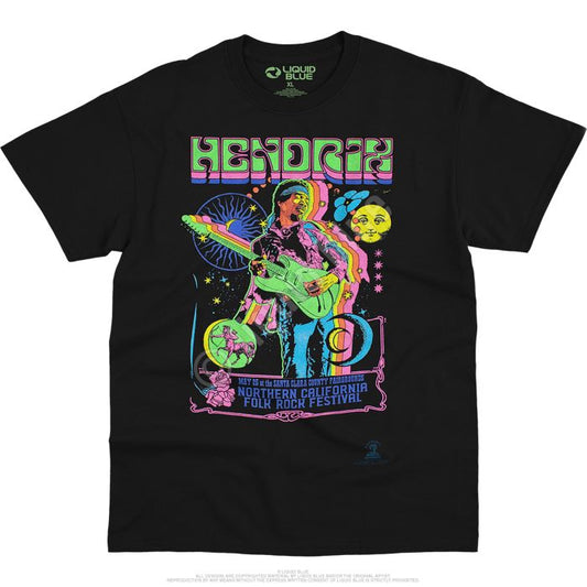 Jimi Hendrix Guitar Blacklight T-Shirt
