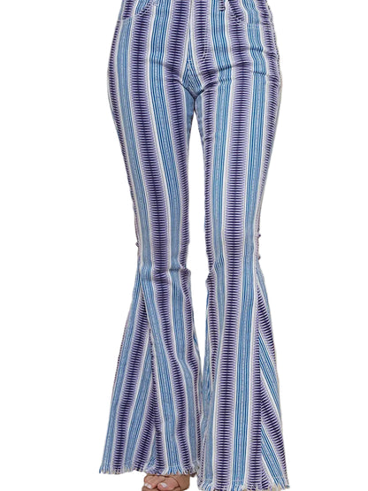 Western Aztec Print Bell Bottom Pants