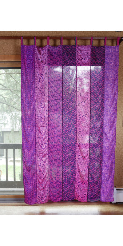 Recycled Sari Patchwork Curtain Panel (54" x 86") in Assorted Prints