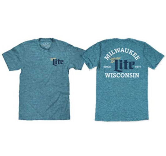 Miller Lite Milwaukee Wisconsin Heather Blue T-Shirt