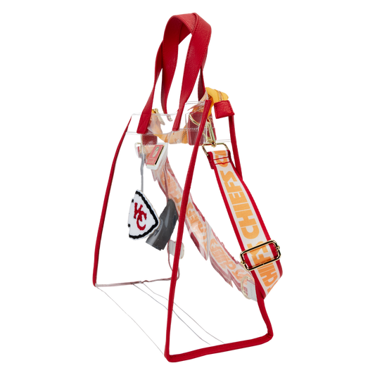 Loungefly NFL Kansas City Chiefs Clear Convertible Backpack & Tote Crossbody Stadium Bag