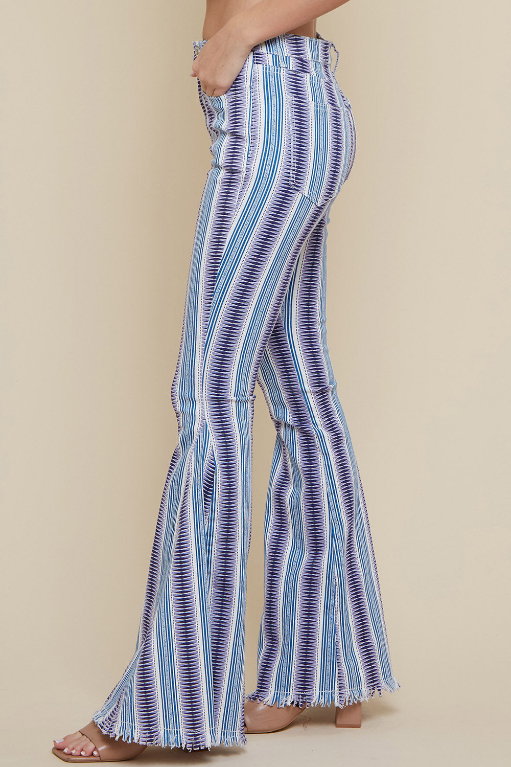 Western Aztec Print Bell Bottom Pants