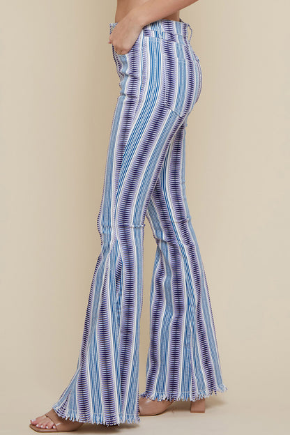 Western Aztec Print Bell Bottom Pants