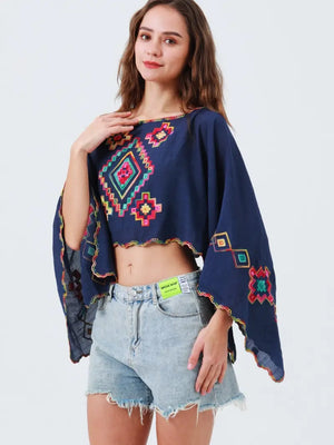 Reversible Geometric Kimono in Navy