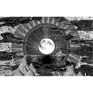 Monochrome Moon Landscape Tapestry 85" x 95"