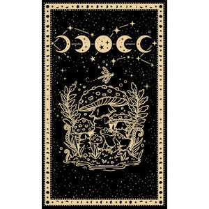 Moon Phase Frog and Mushroom Tapestry