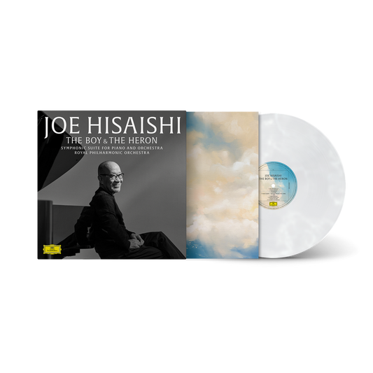 the album cover for Joe Hisaishi / Royal Philharmonic Orchestra - The Boy & The Heron: Symphonic Suite for Piano and Orchestra [Marbled]