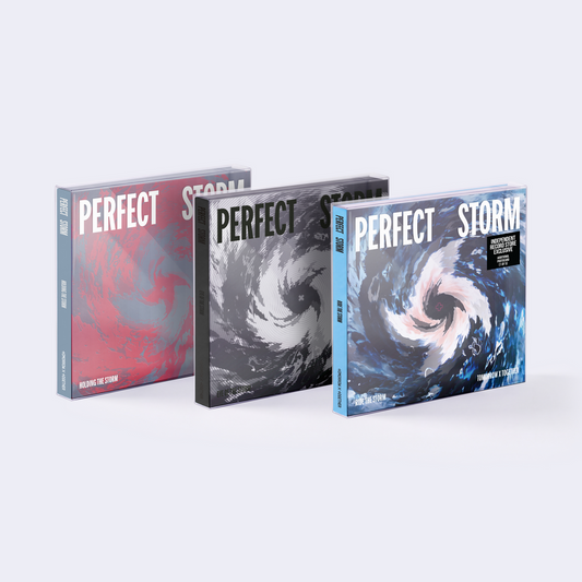 the album cover for TOMORROW X TOGETHER - Perfect Storm [Indie Exclusive Eye Of The Storm Ver.]