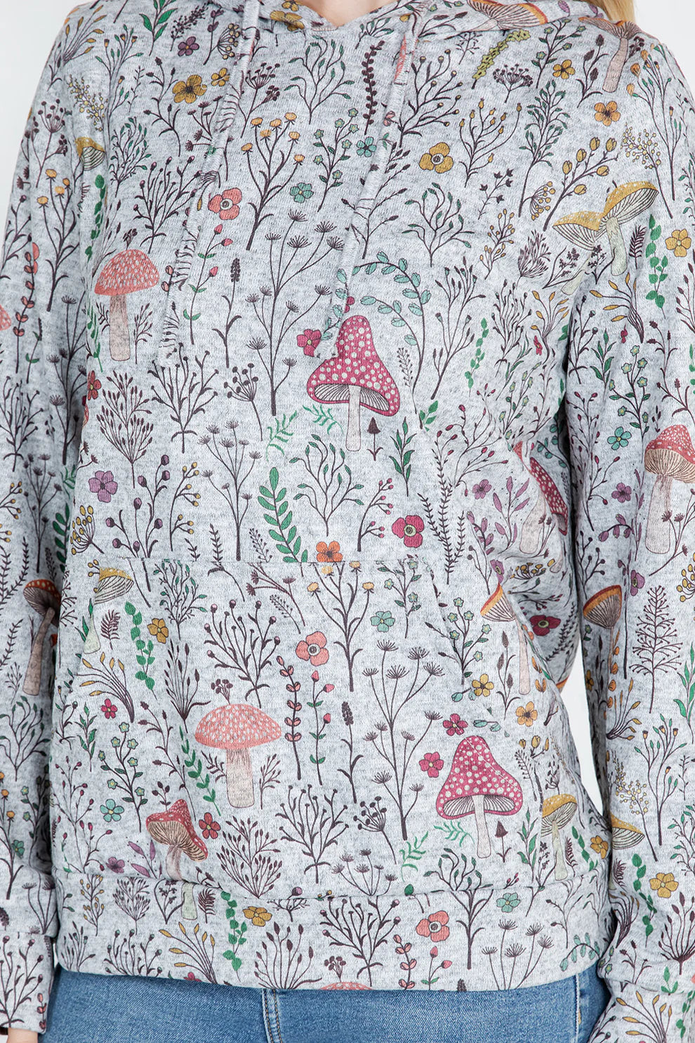 Fungi Garden Mushroom Print Ladies Pullover