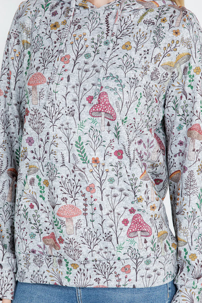 Fungi Garden Mushroom Print Ladies Pullover