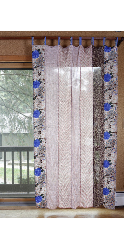 Recycled Sari Patchwork Curtain Panel (54" x 86") in Assorted Prints