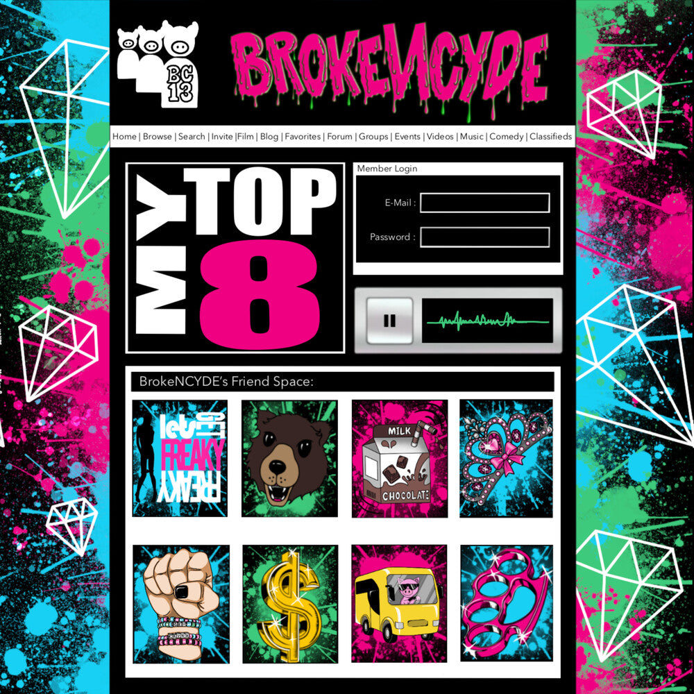 the album cover for Brokencyde - Myspace Top 8 [Colored Vinyl] (Pnk)