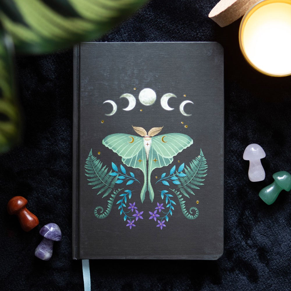 Luna Moth & Moon Phases Hardcover Journal