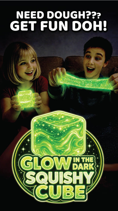 Fun Doh Glow-in-the-Dark Squish & Squeeze Sparkle Cube Toy