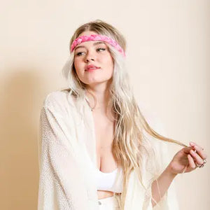 Tie Dye Braided Headband - Pink