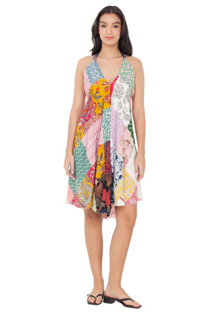 Boho Patchwork Halter Dress
