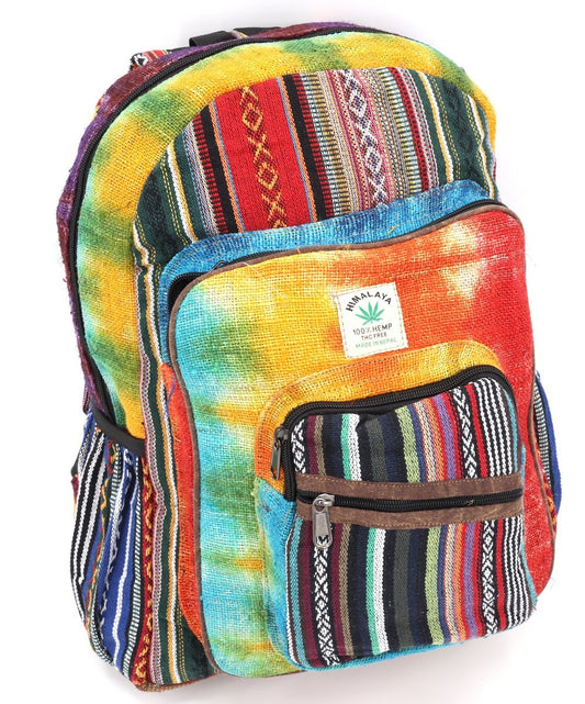 Hemp and Nepal Detailed Tie Dye Mini Backpack