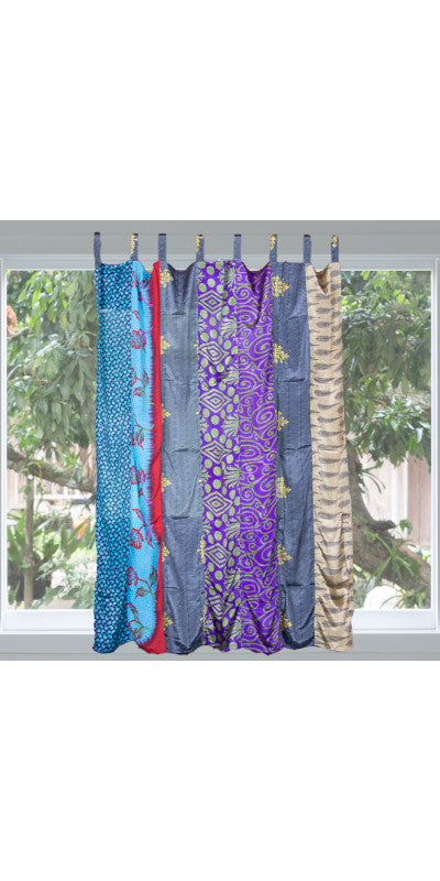 Recycled Sari Patchwork Curtain Panel (54" x 63") in Assorted Prints