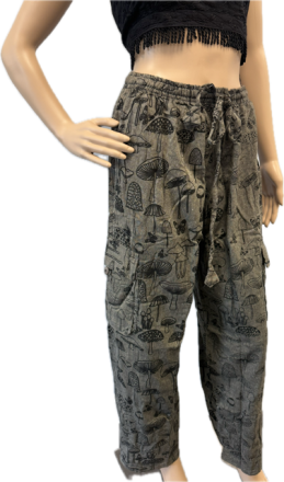 Mushroom Print Cargo Pants