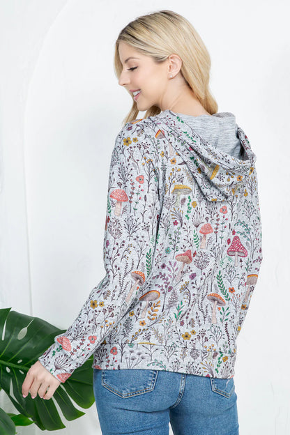 Fungi Garden Mushroom Print Ladies Pullover