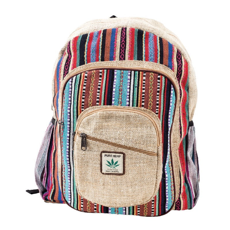 Multicolor Striped Hemp Cotton Backpack